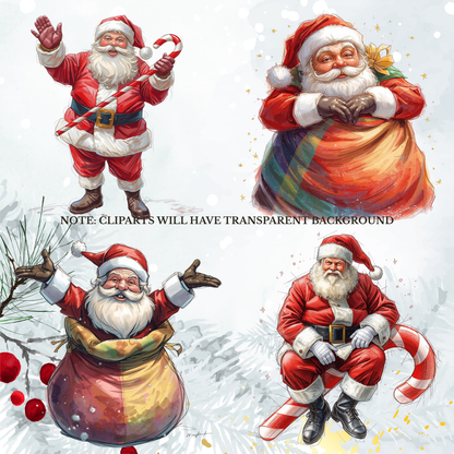 Santa & Reindeer Christmas Clipart: Festive Holiday Graphics (Digital Download - 54 PNGs)