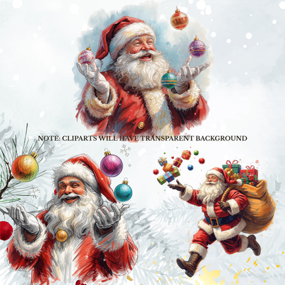 Santa & Reindeer Christmas Clipart: Festive Holiday Graphics (Digital Download - 54 PNGs)