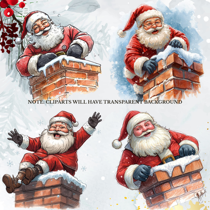 Santa & Reindeer Christmas Clipart: Festive Holiday Graphics (Digital Download - 54 PNGs)