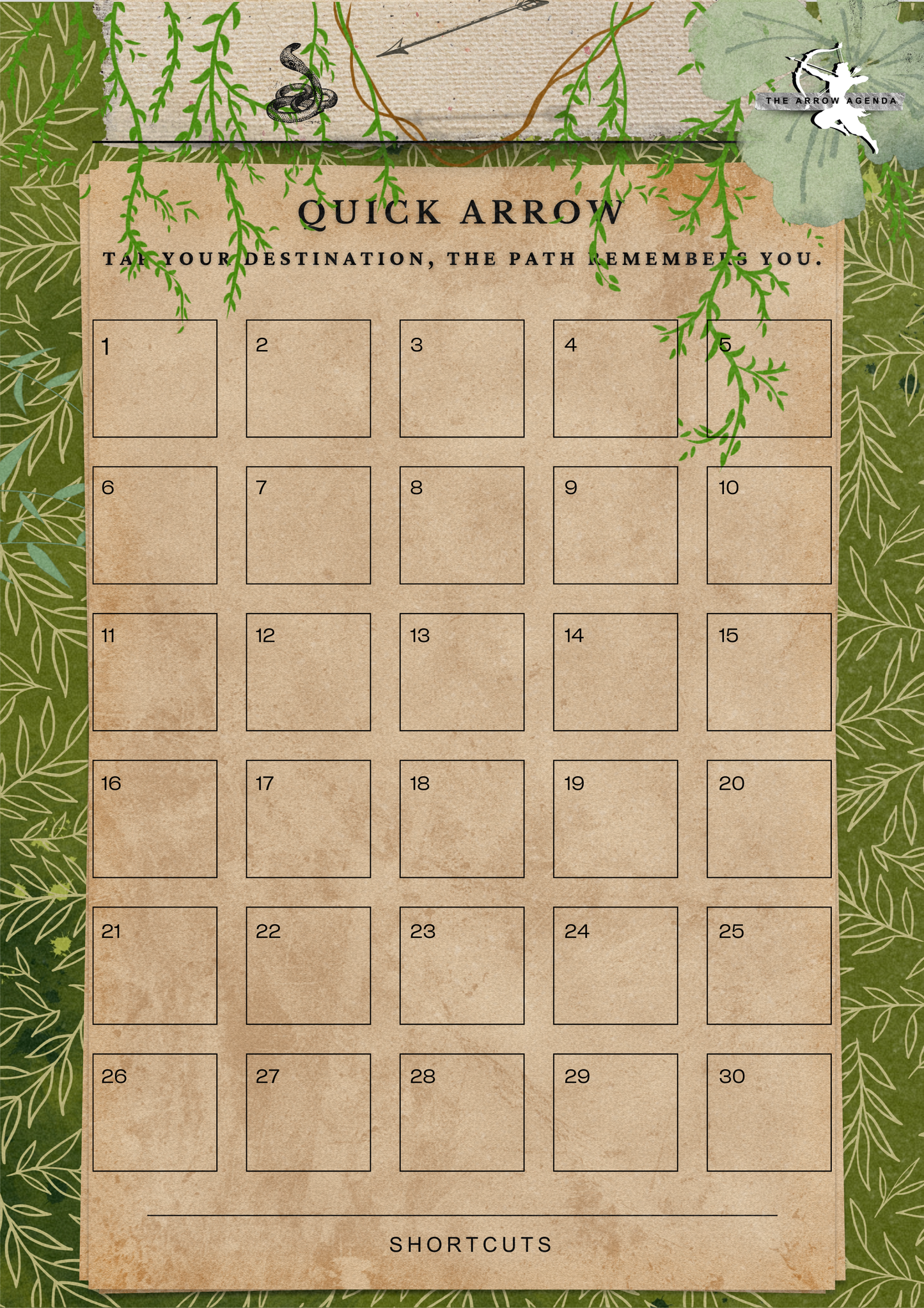 THE ARROW AGENDA: 30 Day Digital Planner