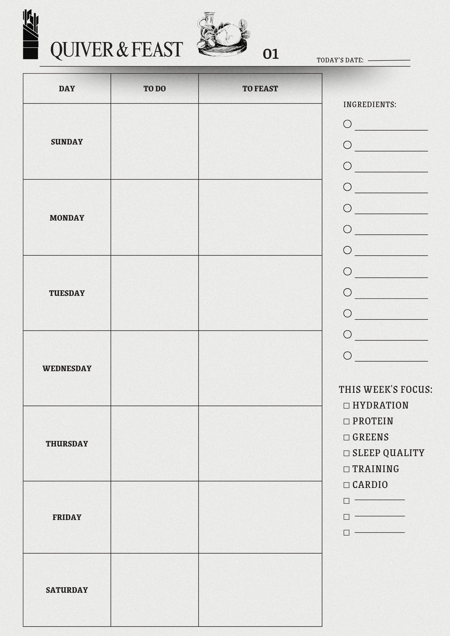 THE ARROW AGENDA: 30 Day Digital Planner