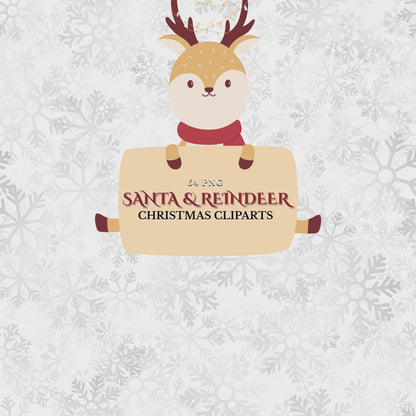 Santa & Reindeer Christmas Clipart: Festive Holiday Graphics (Digital Download - 54 PNGs)