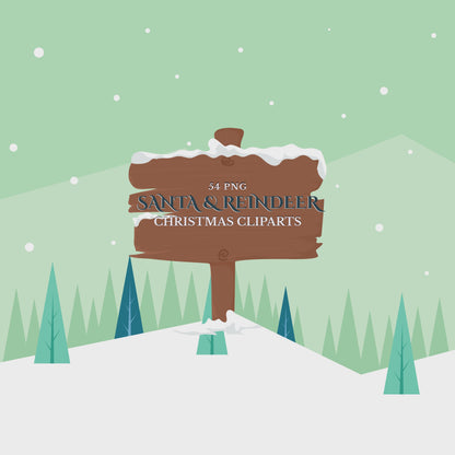 Santa & Reindeer Christmas Clipart: Festive Holiday Graphics (Digital Download - 54 PNGs)